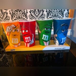 M&M's 3D Plastic Cup Set; Set of 4 (24 oz Cup) New In Box